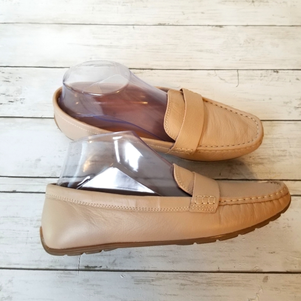 Joie Neutral Leather Slip-On Loafers